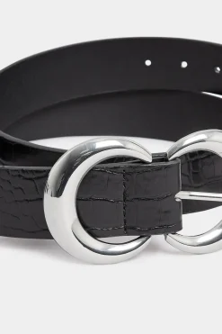 M&Co Yours Yours Black Croc Double Hoop Belt><noscript><img width=