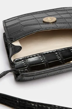 M&Co Yours Yours Black Croc Flap Shoulder Bag><noscript><img width=