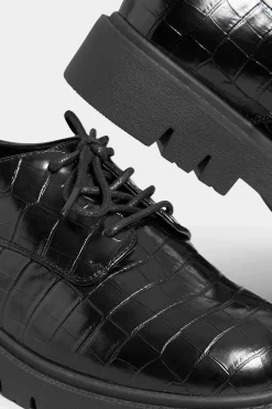 M&Co Yours Yours Black Croc Lace Up Loafers In Extra Wide Eee Fit><noscript><img width=