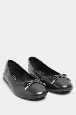 M&Co Yours Yours Black Croc Print Ballet Pumps In Wide E Fit & Extra Wide Eee Fit>Women Flat Shoes