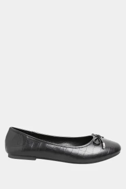 M&Co Yours Yours Black Croc Print Ballet Pumps In Wide E Fit & Extra Wide Eee Fit><noscript><img width=
