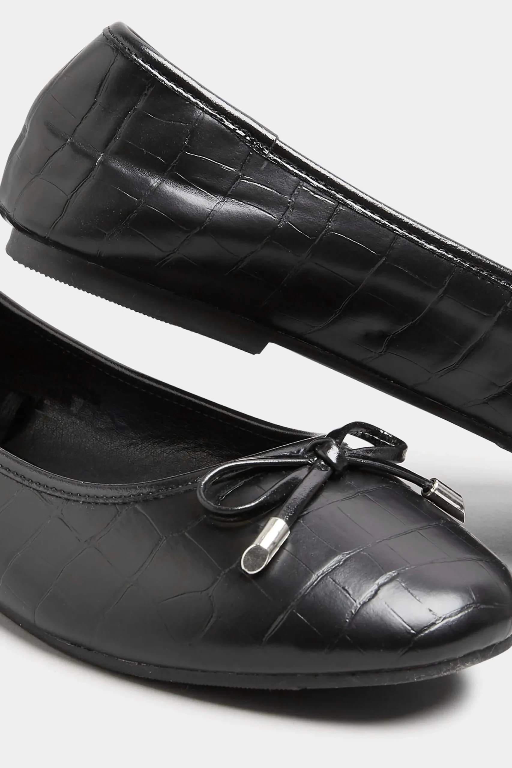 M&Co Yours Yours Black Croc Print Ballet Pumps In Wide E Fit & Extra Wide Eee Fit>Women Flat Shoes