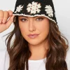 M&Co Yours Yours Black Crochet Contrast Edge Bucket Hat>Women Hats