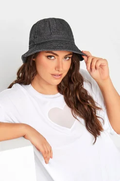 M&Co Yours Yours Black Denim Look Bucket Hat>Women Hats