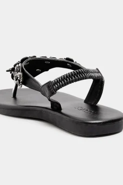 M&Co Yours Yours Black Diamante Flower Sandals In Wide E Fit & Extra Wide Eee Fit><noscript><img width=