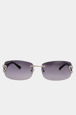 M&Co Yours Yours Black Diamante Heart Frameless Sunglasses>Women Sunglasses