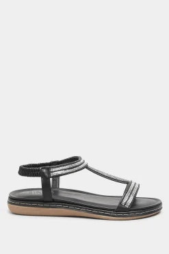 M&Co Yours Yours Black Diamante Strap Sandals In Extra Wide Eee Fit><noscript><img width=