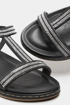 M&Co Yours Yours Black Diamante Strap Sandals In Extra Wide Eee Fit><noscript><img width=