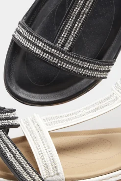 M&Co Yours Yours Black Diamante Strap Sandals In Extra Wide Eee Fit><noscript><img width=