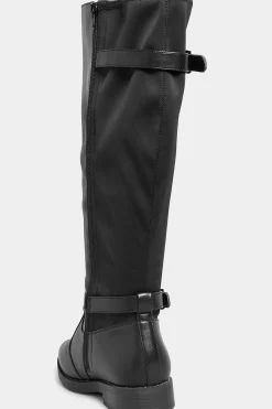 M&Co Yours Yours Black Double Strap Knee High Boots In Wide E Fit & Extra Wide Eee Fit><noscript><img width=