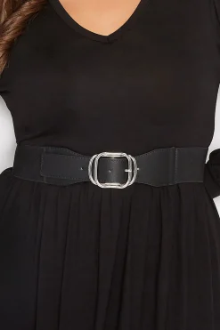 M&Co Yours Yours Black Double Buckle Wide Stretch Belt>Women Belts