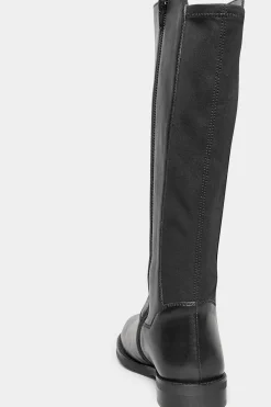 M&Co Yours Yours Black Elasticated Knee High Leather Boots In Wide E Fit & Extra Wide Eee Fit><noscript><img width=
