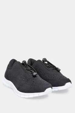 M&Co Yours Yours Black Embellished Trainers In Wide E Fit & Extra Wide Eee Fit>Women Flat Shoes
