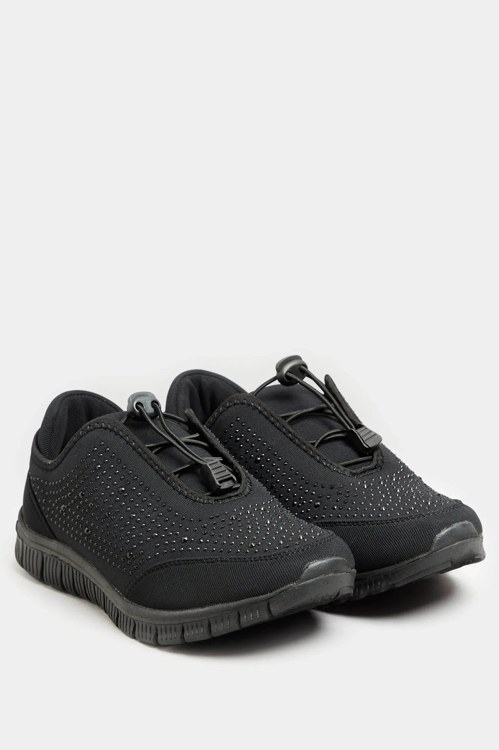 M&Co Yours Yours Black Embellished Drawcord Trainers In Wide E Fit & Extra Wide Eee Fit>Women Flat Shoes
