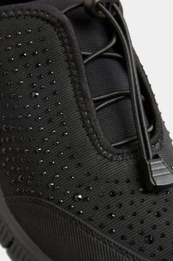 M&Co Yours Yours Black Embellished Drawcord Trainers In Wide E Fit & Extra Wide Eee Fit><noscript><img width=