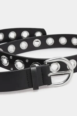M&Co Yours Yours Black Eyelet Studded Belt><noscript><img width=