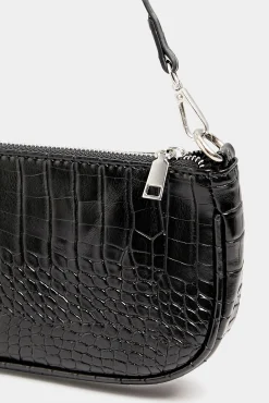 M&Co Yours Yours Black Faux Croc Shoulder Bag><noscript><img width=