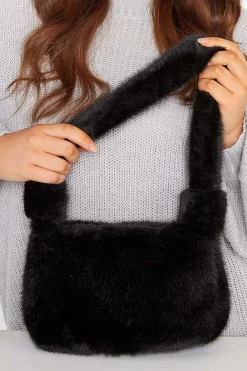 M&Co Yours Yours Black Faux Fur Knot Handle Bag>Women Bags