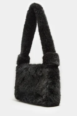 M&Co Yours Yours Black Faux Fur Knot Handle Bag>Women Bags