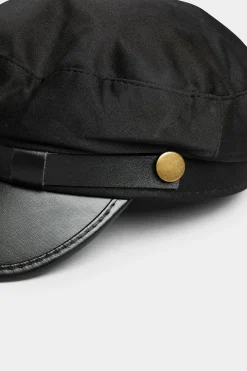 M&Co Yours Yours Black Faux Leather Peak Baker Boy Hat>Women Hats