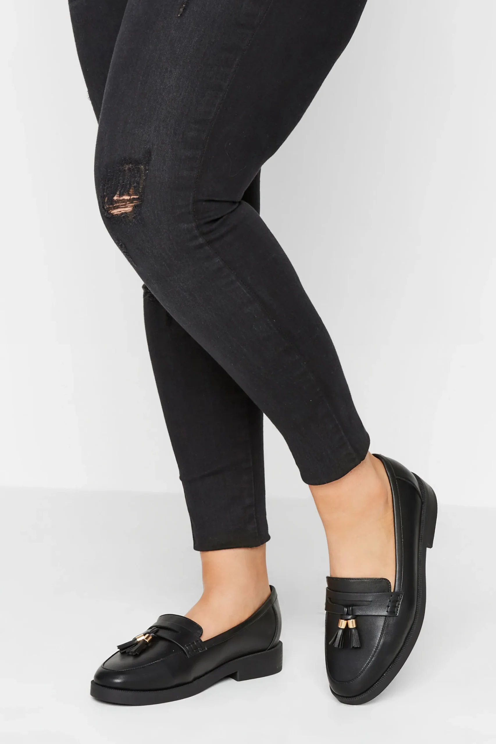 M&Co Yours Yours Black Faux Leather Tassel Loafers In Wide E Fit & Extra Wide Eee Fit>Women Flat Shoes