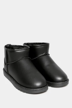 M&Co Yours Yours Black Faux Leather Faux Fur Lined Ankle Boots In Extra Wide Eee Fit>Women Boots