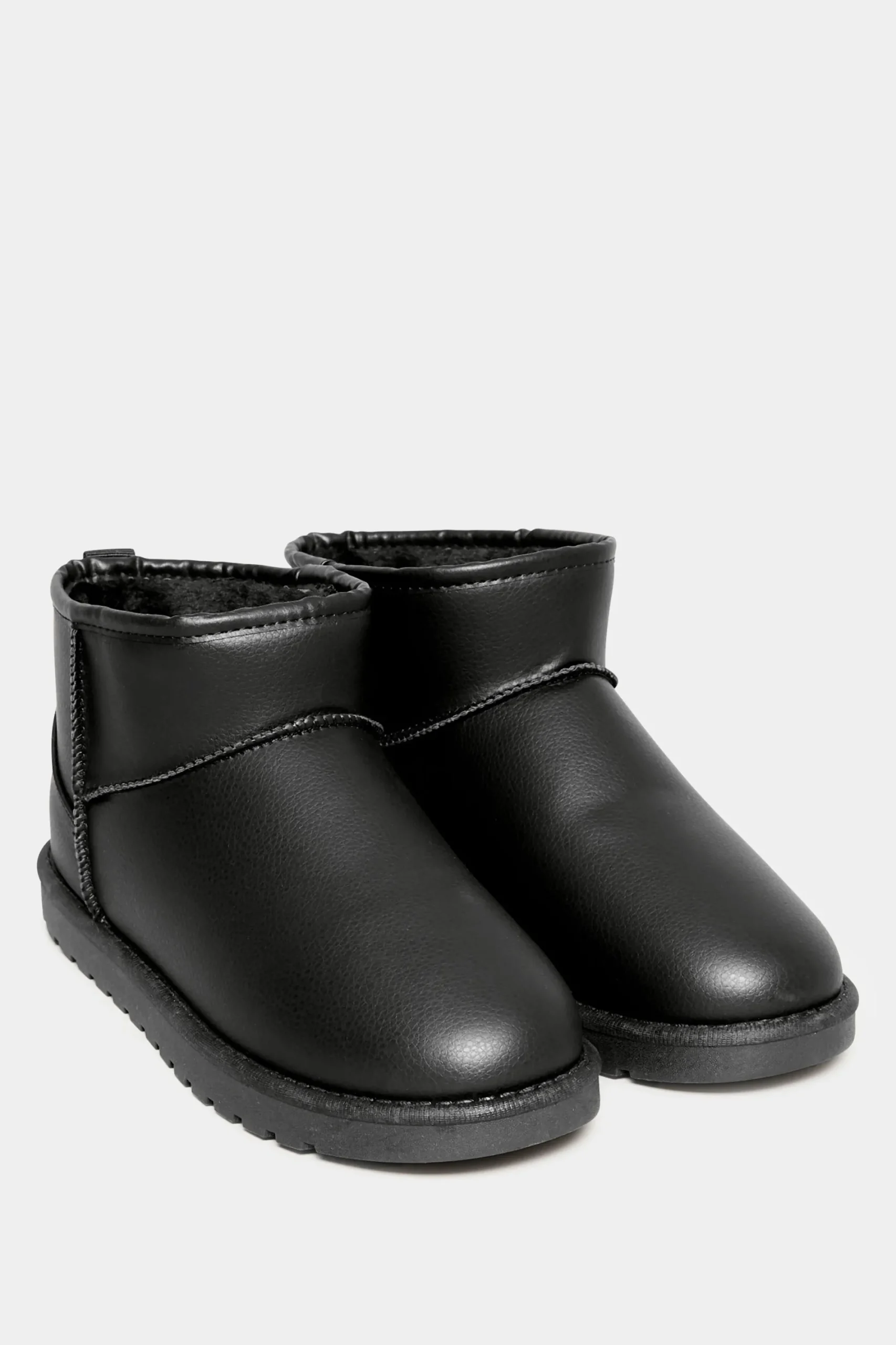 M&Co Yours Yours Black Faux Leather Faux Fur Lined Ankle Boots In Extra Wide Eee Fit>Women Boots
