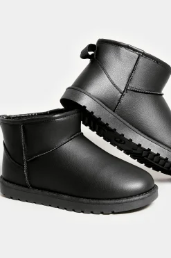 M&Co Yours Yours Black Faux Leather Faux Fur Lined Ankle Boots In Extra Wide Eee Fit><noscript><img width=