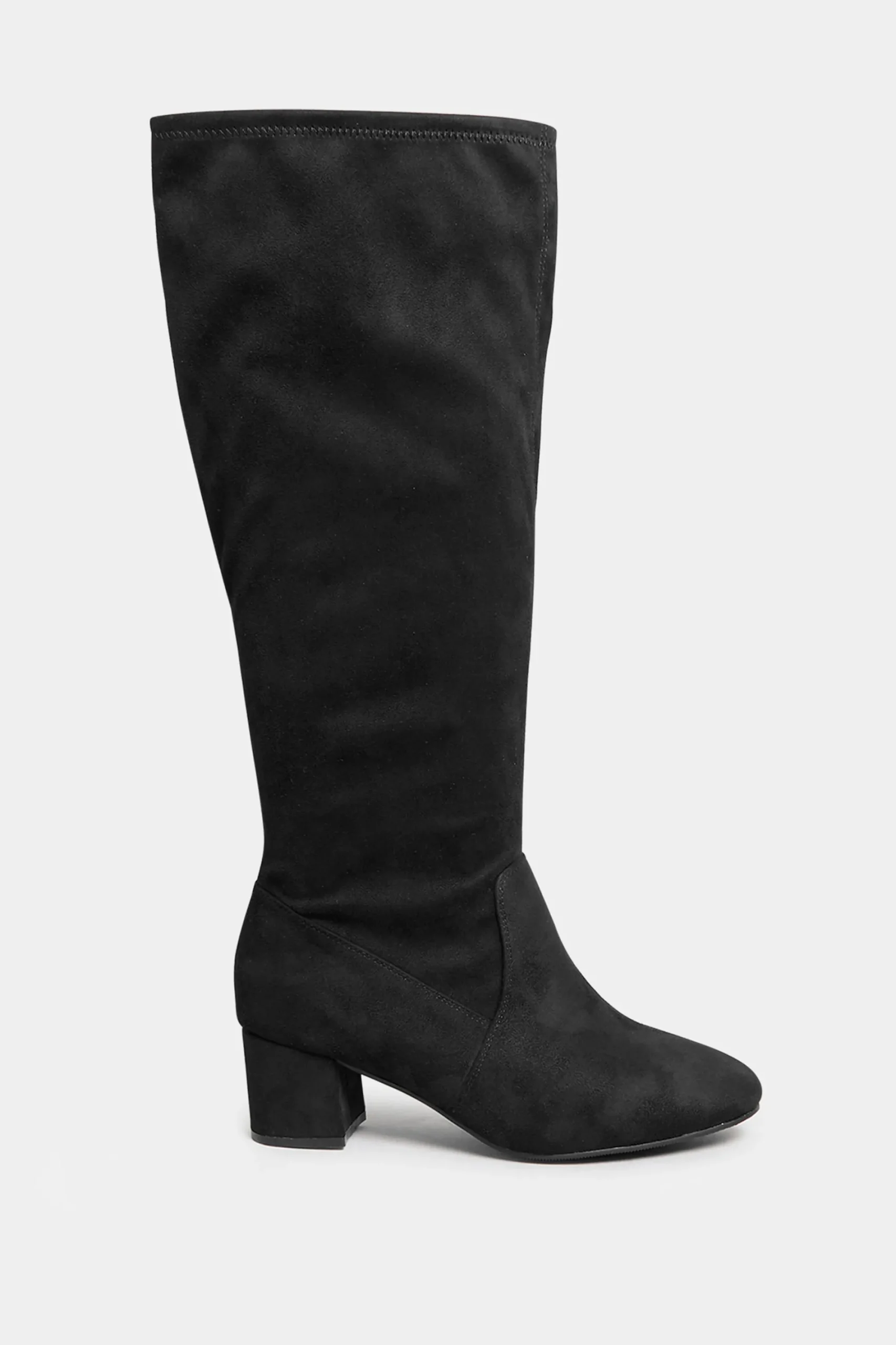 M&Co Yours Yours Black Faux Suede Stretch Heeled Knee High Boots In Wide E Fit & Extra Wide Eee Fit>Women Boots