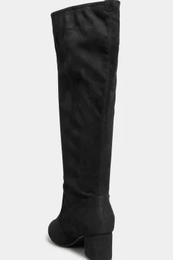 M&Co Yours Yours Black Faux Suede Stretch Heeled Knee High Boots In Wide E Fit & Extra Wide Eee Fit><noscript><img width=