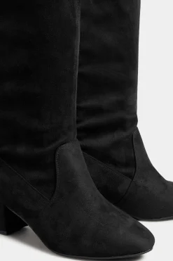 M&Co Yours Yours Black Faux Suede Stretch Heeled Knee High Boots In Wide E Fit & Extra Wide Eee Fit><noscript><img width=