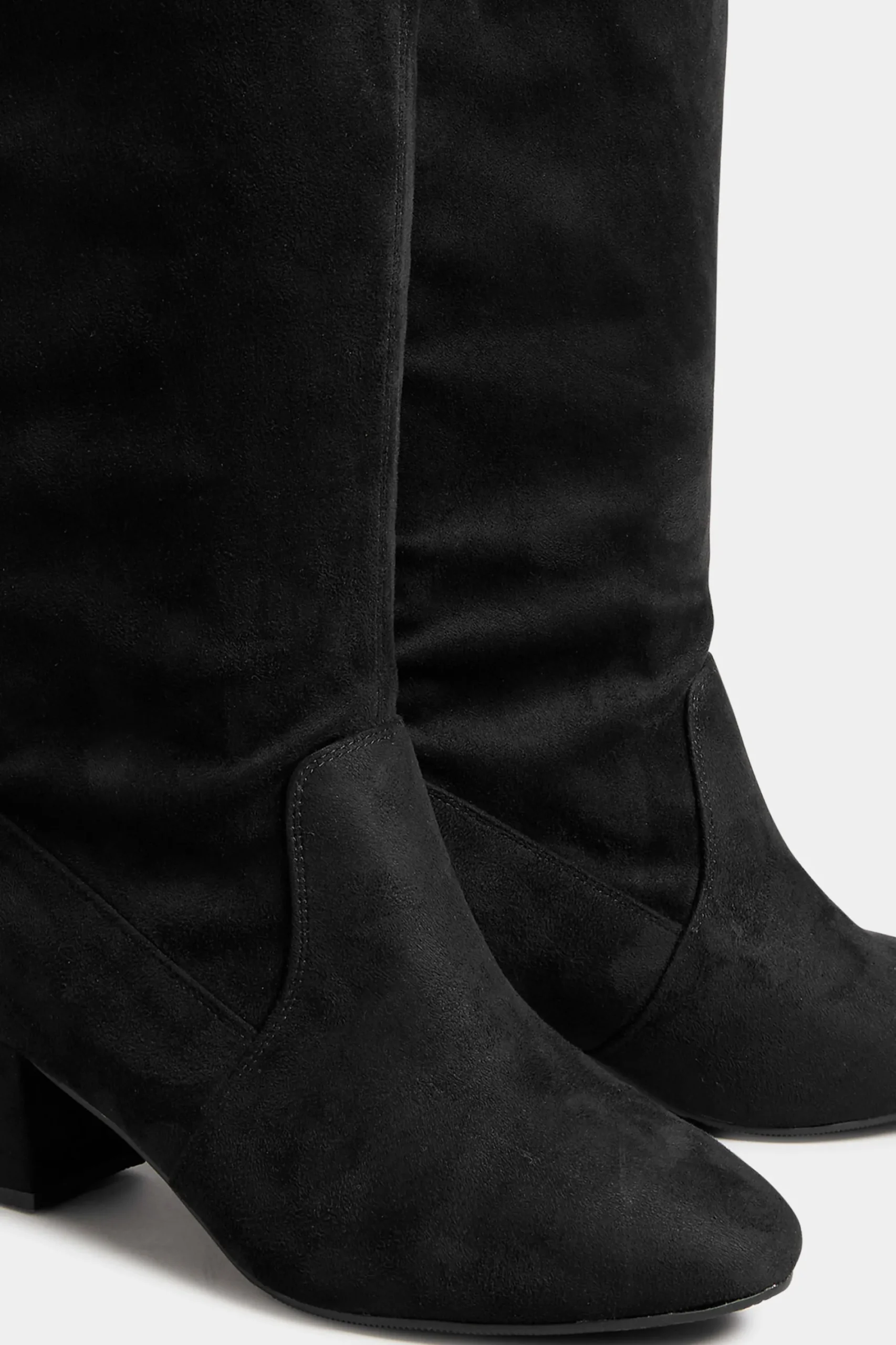 M&Co Yours Yours Black Faux Suede Stretch Heeled Knee High Boots In Wide E Fit & Extra Wide Eee Fit>Women Boots