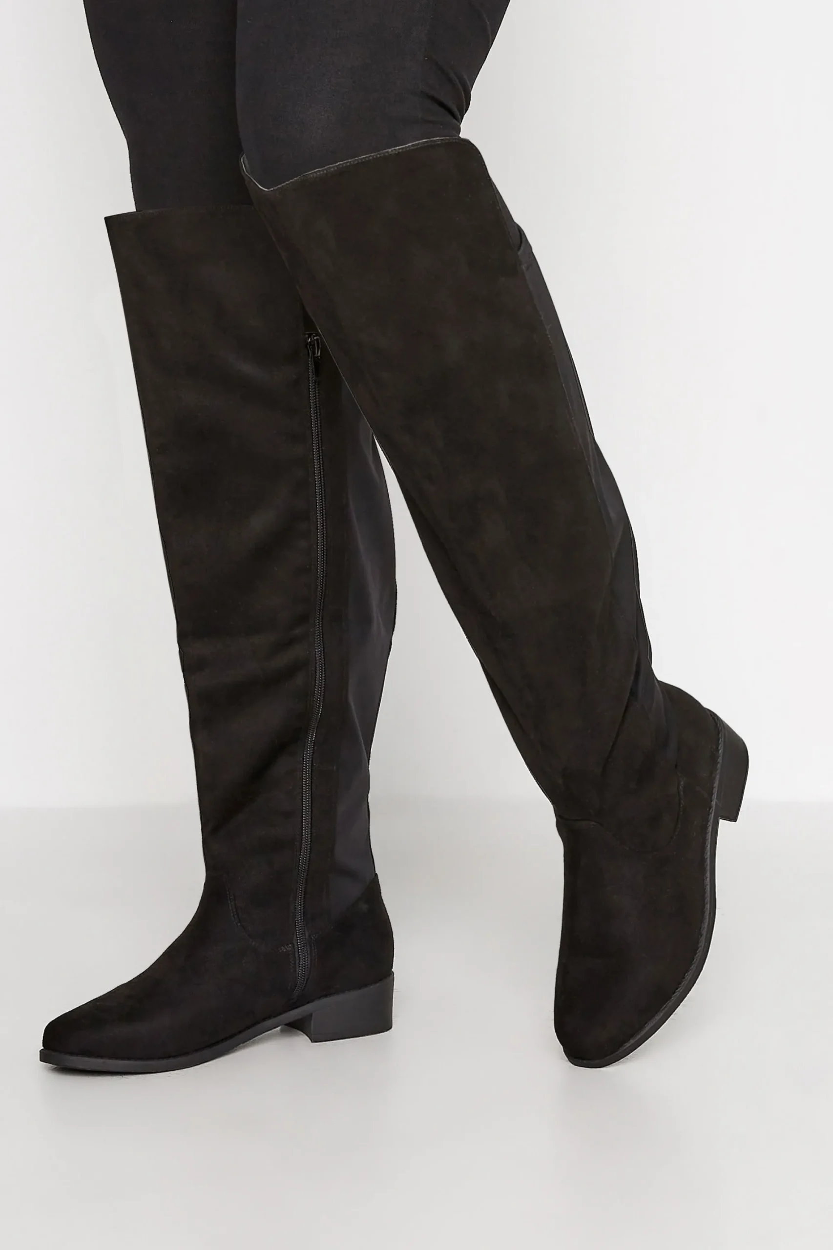 M&Co Yours Yours Black Faux Suede Stretch Over The Knee Boots In Wide E Fit & Extra Wide Eee Fit>Women Boots