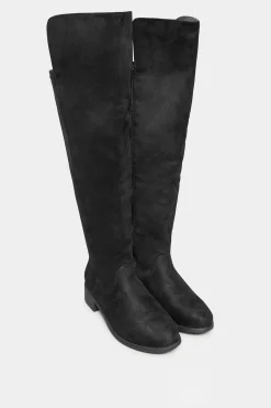 M&Co Yours Yours Black Faux Suede Stretch Over The Knee Boots In Wide E Fit & Extra Wide Eee Fit>Women Boots