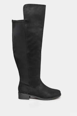 M&Co Yours Yours Black Faux Suede Stretch Over The Knee Boots In Wide E Fit & Extra Wide Eee Fit><noscript><img width=