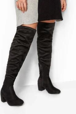 M&Co Yours Yours Black Faux Suede Over The Knee Boots In Wide E Fit & Extra Wide Eee Fit>Women Boots