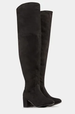 M&Co Yours Yours Black Faux Suede Over The Knee Boots In Wide E Fit & Extra Wide Eee Fit>Women Boots