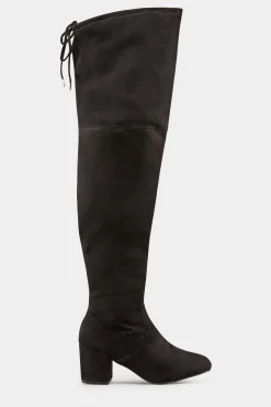 M&Co Yours Yours Black Faux Suede Over The Knee Boots In Wide E Fit & Extra Wide Eee Fit><noscript><img width=
