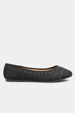 M&Co Yours Yours Black Faux Suede Diamante Ballerina Pumps In Wide E Fit & Extra Wide Eee Fit><noscript><img width=
