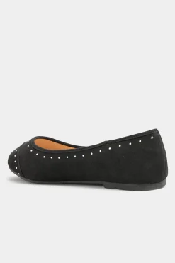 M&Co Yours Yours Black Faux Suede Diamante Ballerina Pumps In Wide E Fit & Extra Wide Eee Fit><noscript><img width=