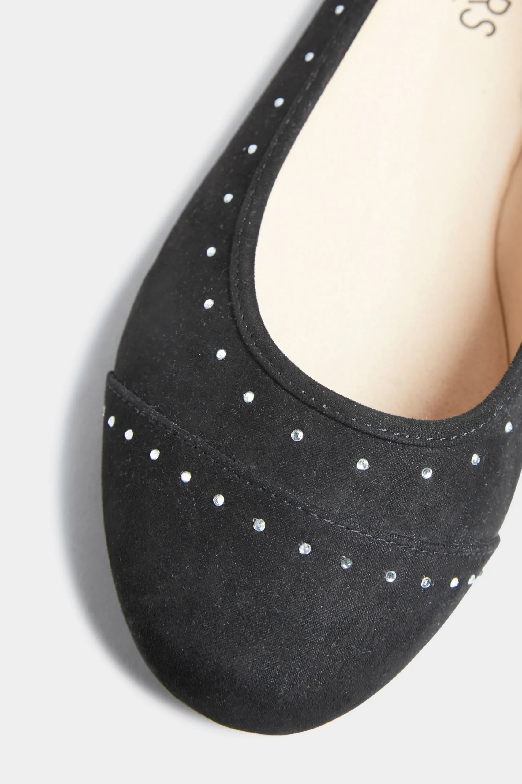 M&Co Yours Yours Black Faux Suede Diamante Ballerina Pumps In Wide E Fit & Extra Wide Eee Fit>Women Flat Shoes