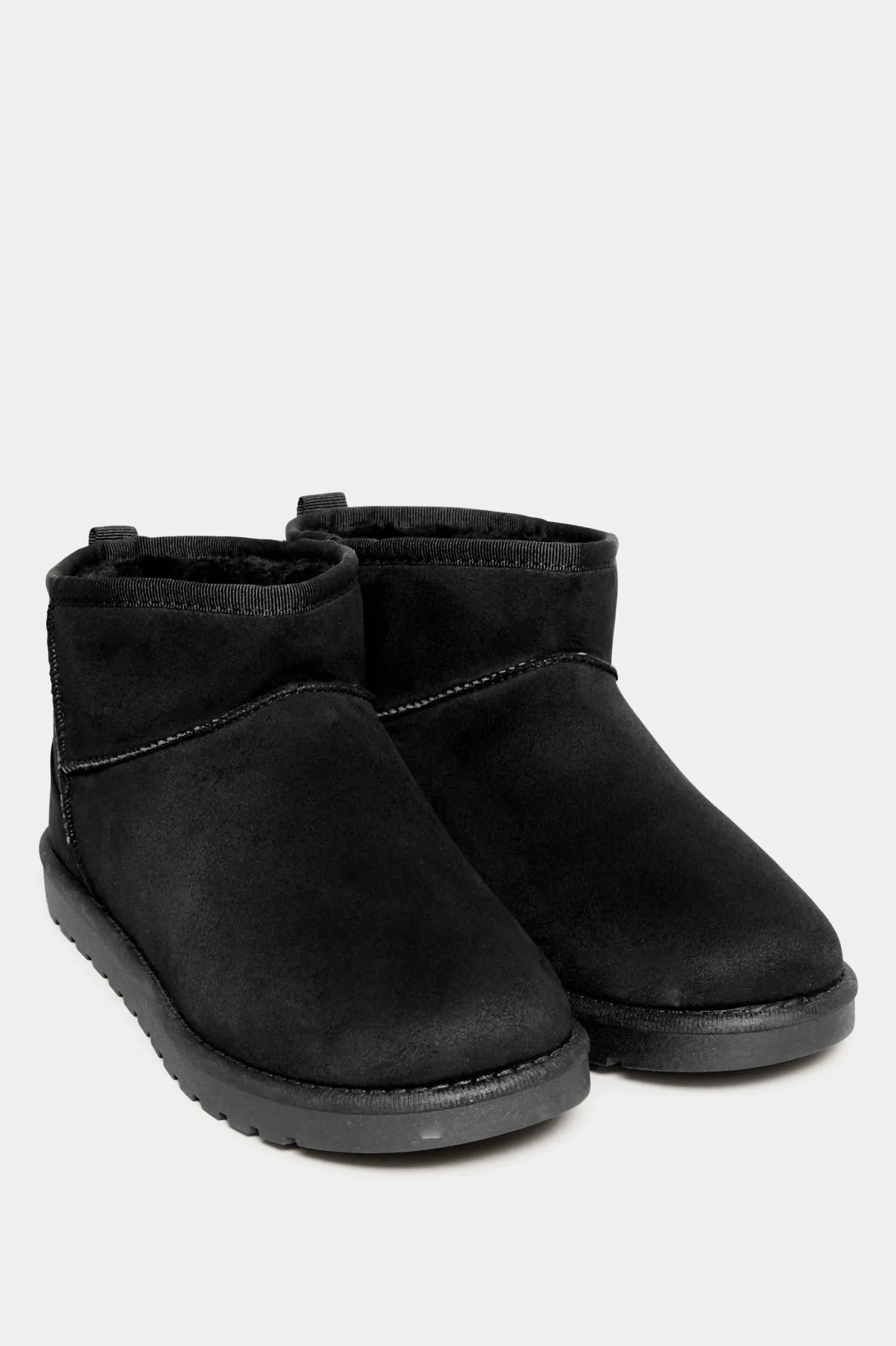 M&Co Yours Yours Black Faux Suede Faux Fur Lined Ankle Boots In Wide E Fit & Extra Wide Eee Fit>Women Boots