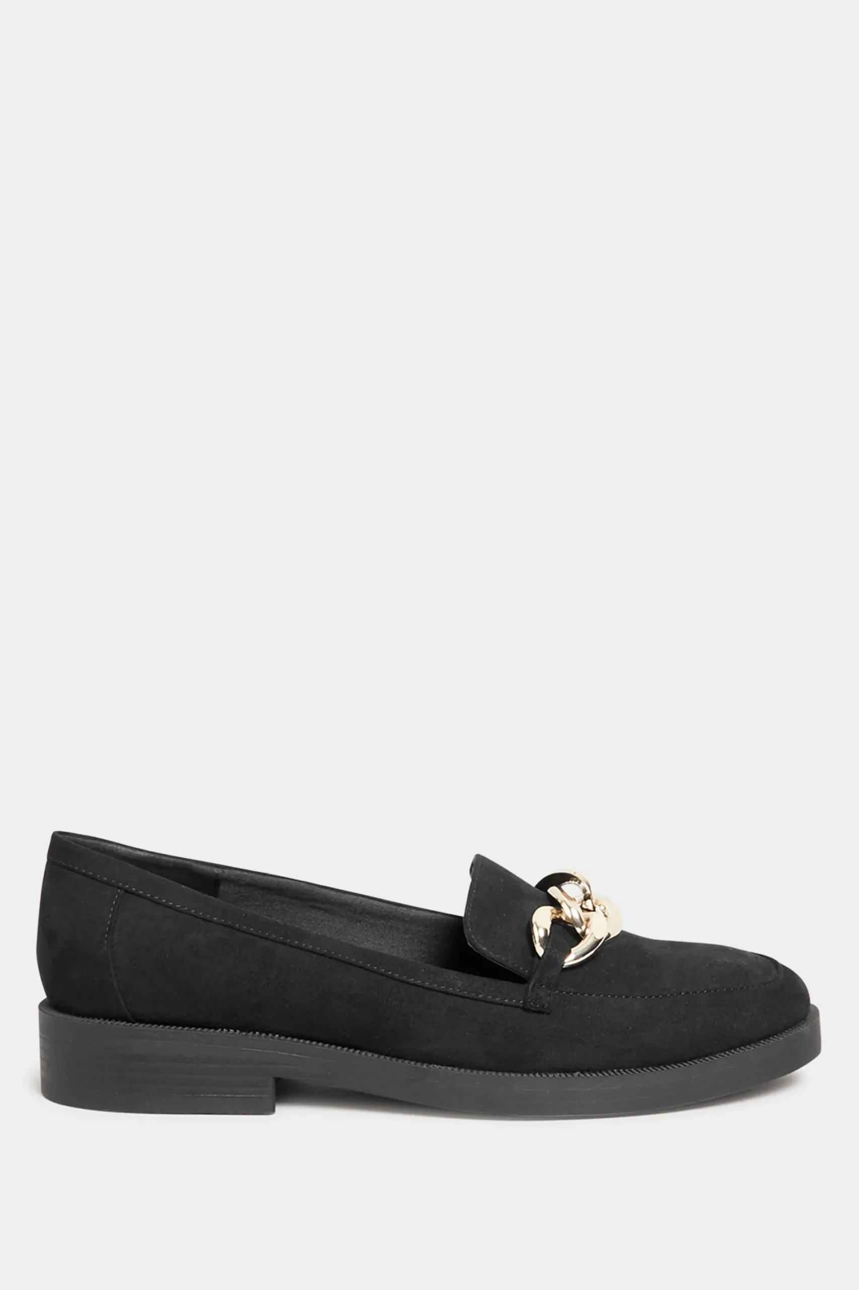 M&Co Yours Yours Black Faux Suede Chain Detail Loafers In Wide E Fit & Extra Wide Eee Fit>Women Flat Shoes