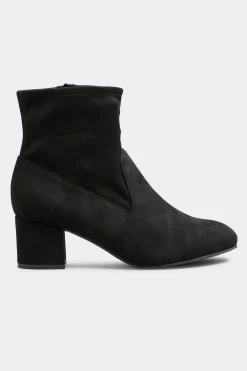 M&Co Yours Yours Black Faux Suede Stretch Block Heeled Sock Boots In Wide E Fit & Extra Wide Eee Fit><noscript><img width=