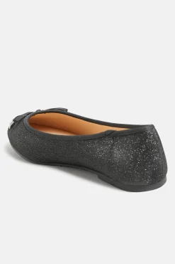M&Co Yours Yours Black Glitter Ballerina Pumps In Wide E Fit & Extra Wide Eee Fit><noscript><img width=