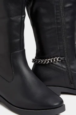 M&Co Yours Yours Black Knee High Chain Detail Boots In Wide E Fit & Extra Wide Eee Fit><noscript><img width=