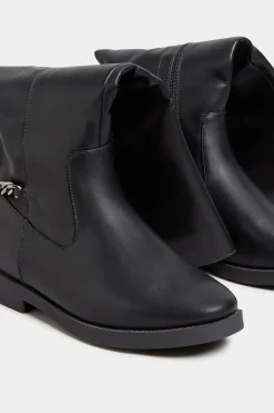 M&Co Yours Yours Black Knee High Chain Detail Boots In Wide E Fit & Extra Wide Eee Fit><noscript><img width=