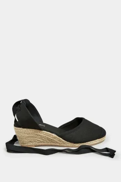 M&Co Yours Yours Black Lace Up Espadrille Wedges In Wide E Fit & Extra Wide Eee Fit><noscript><img width=
