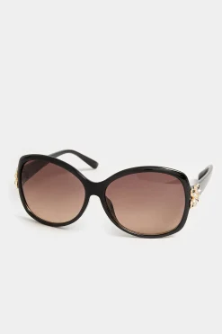 M&Co Yours Yours Black Oversized Floral Detail Sunglasses>Women Sunglasses