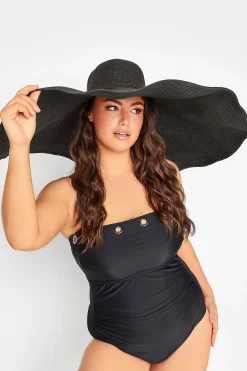 M&Co Yours Yours Black Oversized Brim Straw Hat>Women Hats